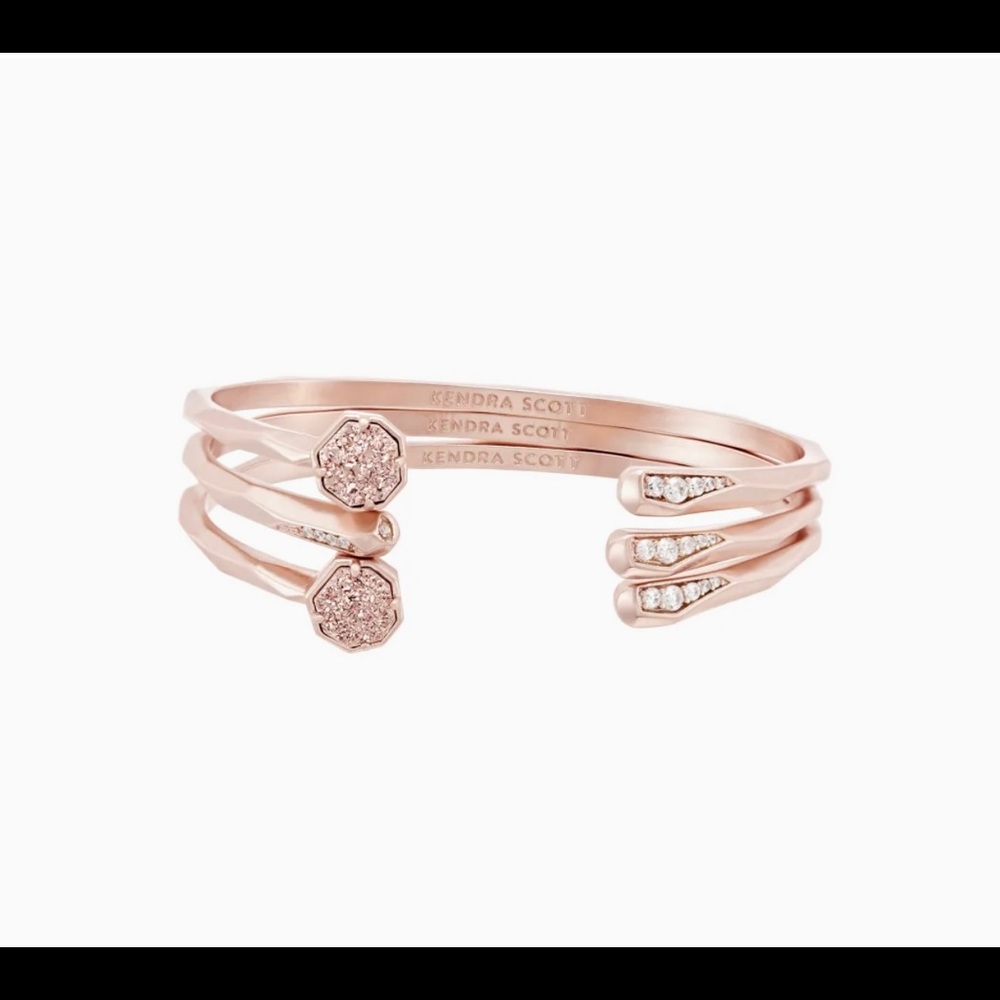 Blake Bangle Bracelet Set In Rose Gold Drusy